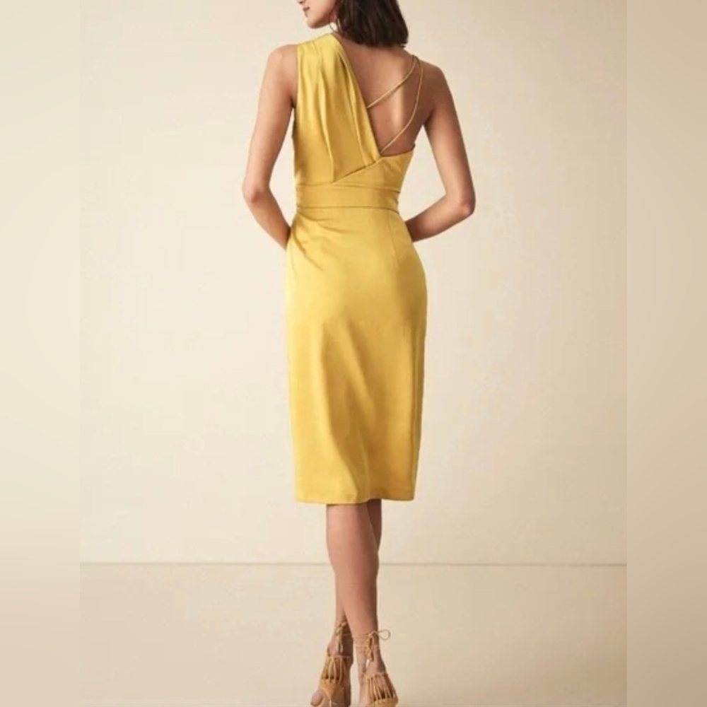 NWT Reiss Sara Asymmetric Yellow Cocktail Dress - Picture 2 of 8